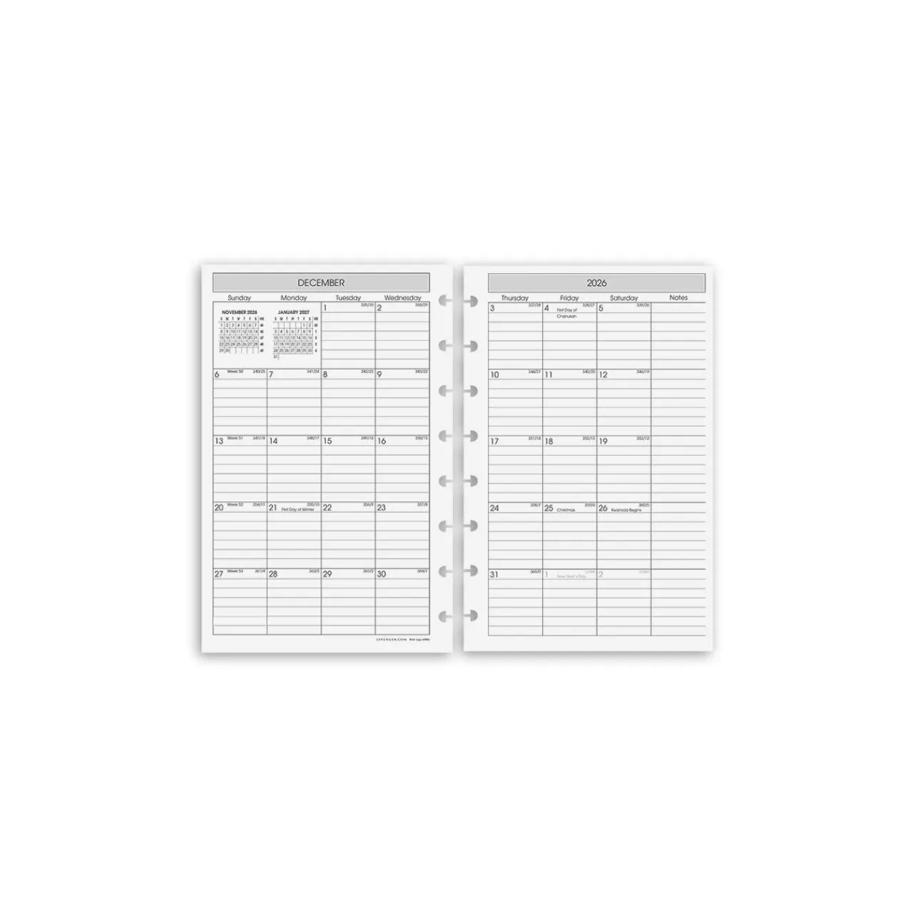 Levenger 2026 Circa Sunday Start Weekly Agenda Refill, Horizontal Online