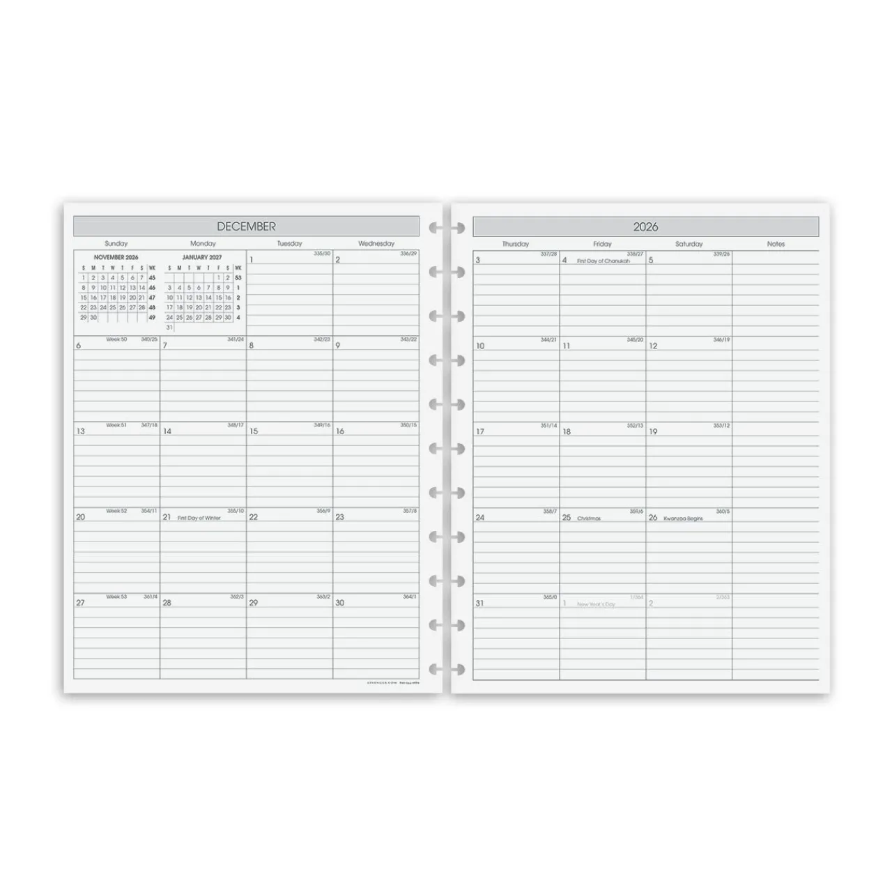 Levenger 2026 Circa Sunday Start Weekly Agenda Refill, Horizontal Online