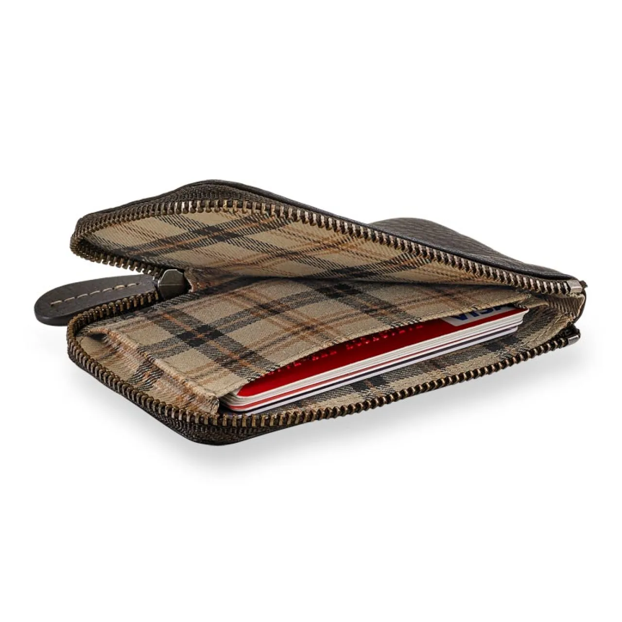 Levenger Bomber Jacket Zip Card Wallet Mocha Discount