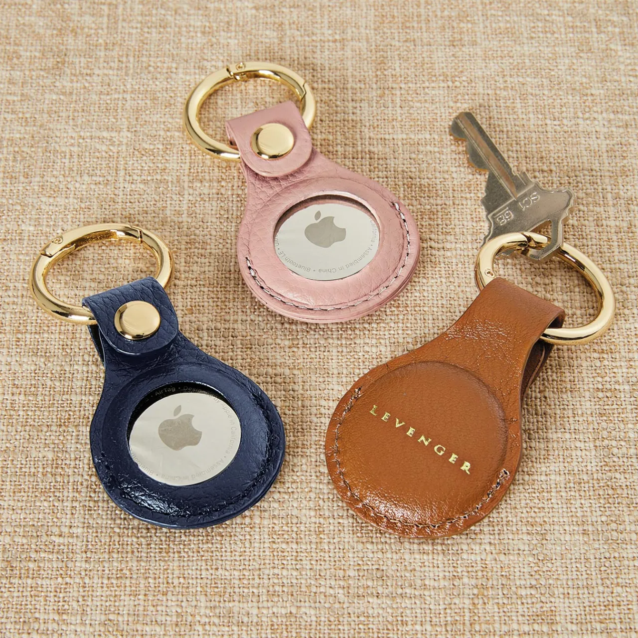 Levenger Carrie Leather Smart Tag Key Fob