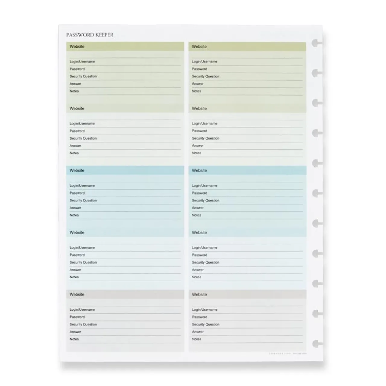 Levenger Circa Password Keeper Discbound Refill (25 sheets)