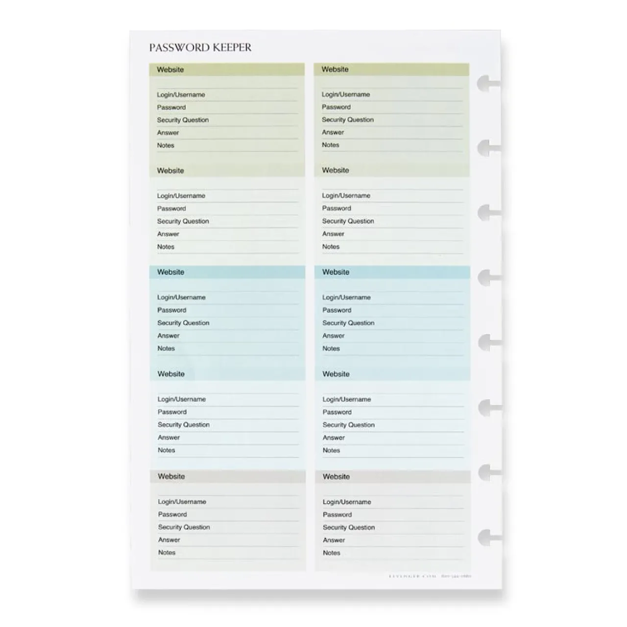 Levenger Circa Password Keeper Discbound Refill (25 sheets)