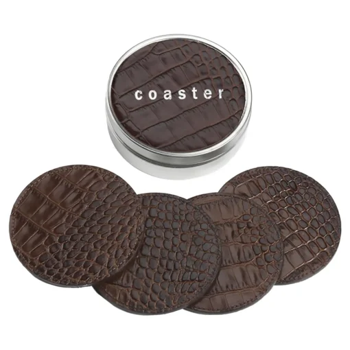 Levenger Croc Embossed Leather Coasters