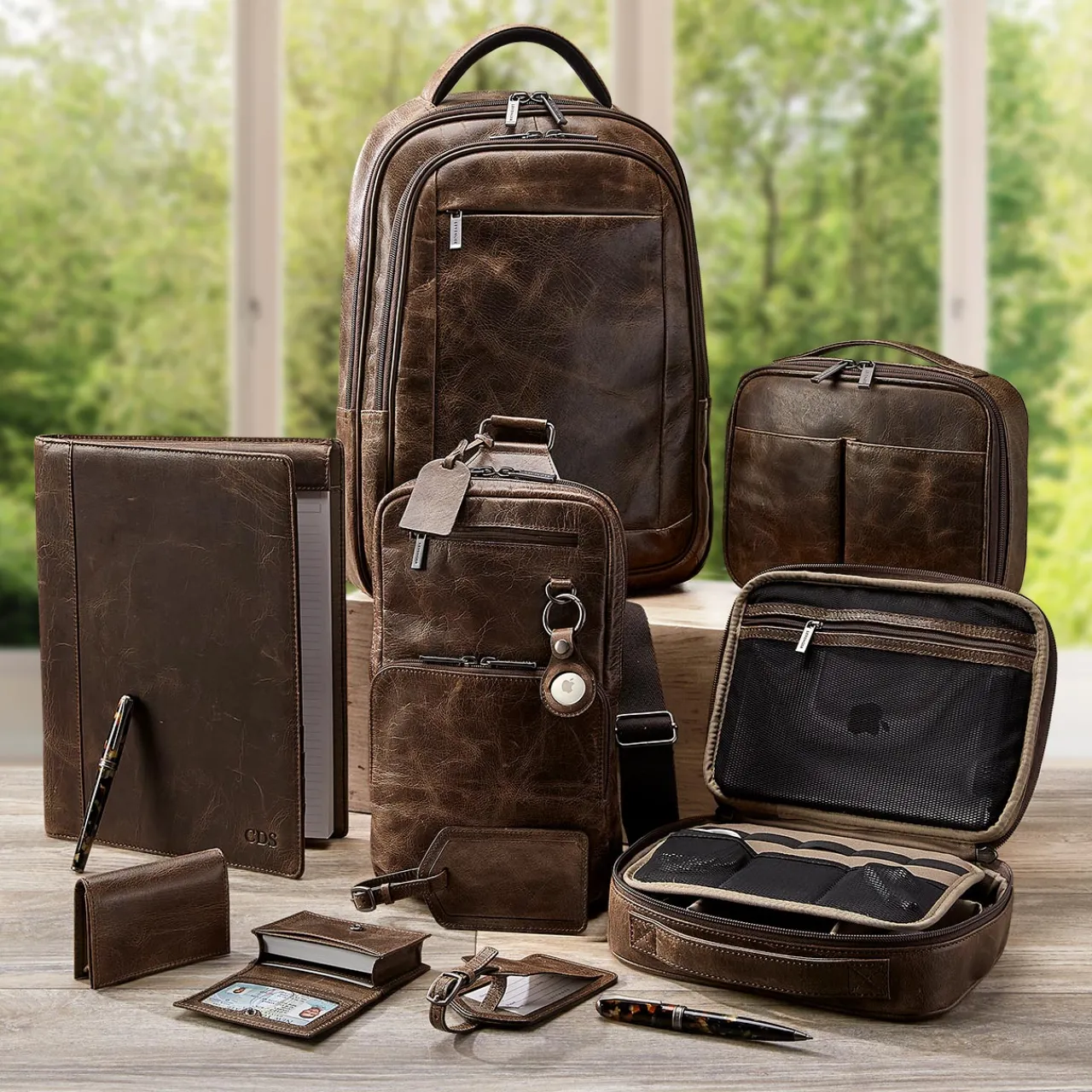 Levenger Dakota Leather Tech Pouches (set of 3)