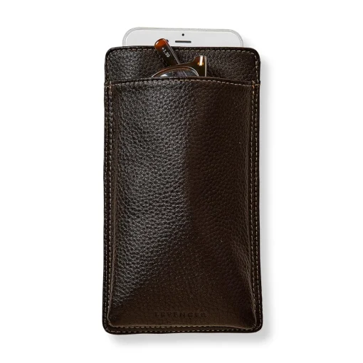 Levenger EyePhone Case in Bomber Jacket Leather Mocha New