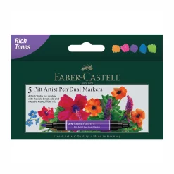 Levenger Faber-Castell Rich Tones Dual Tip Pitt Artist Brush Pens (set of 5) Clearance
