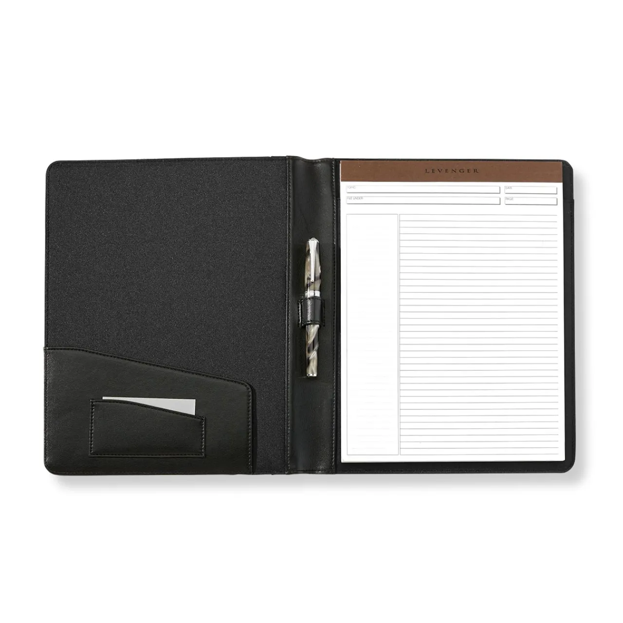Levenger Keystone Leather Portfolio Black New