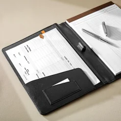 Levenger Keystone Leather Portfolio Black New