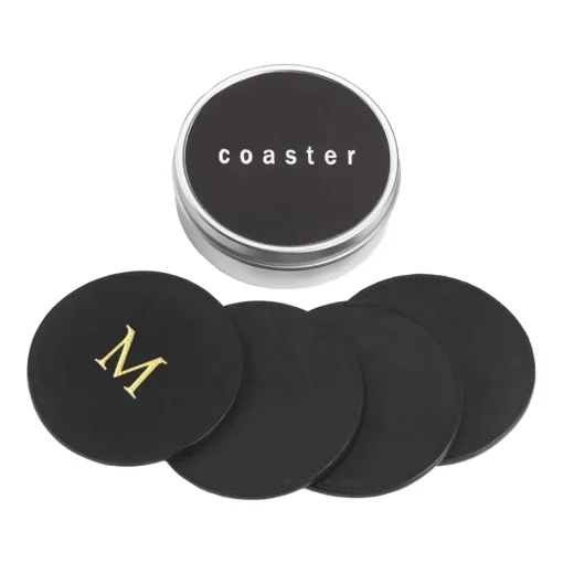 Levenger Leather Coasters with Tin Box Clearance