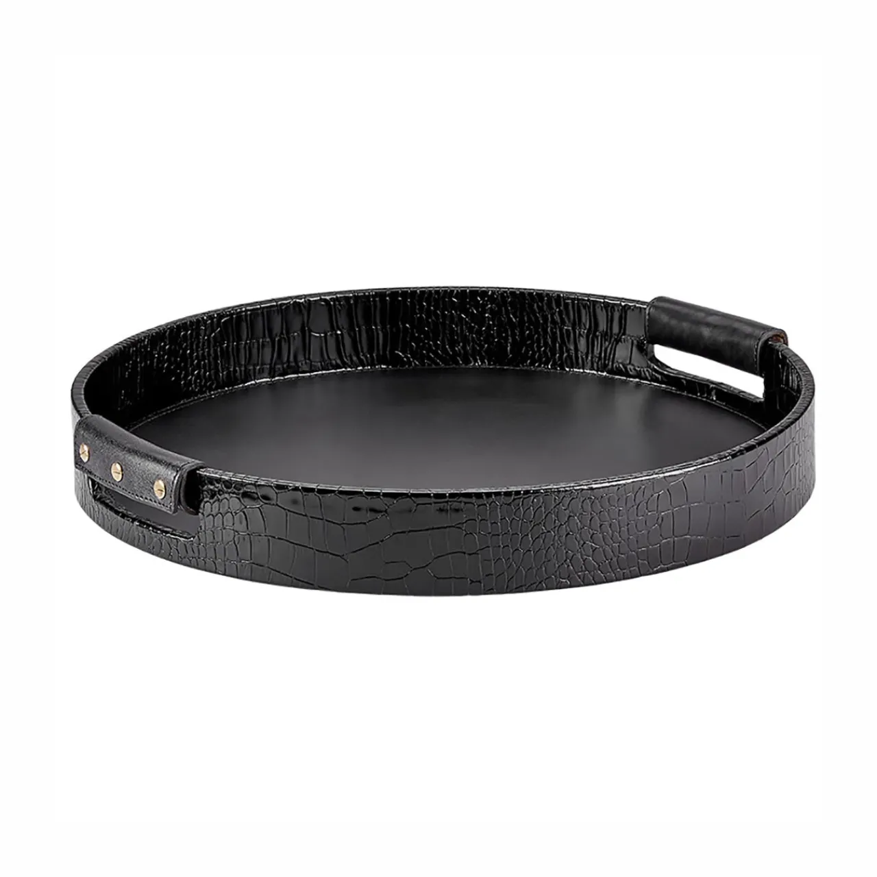 Levenger Leather Wrapped Bar Tray New