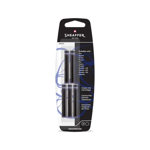 Levenger Sheaffer Fountain Pen Ink Cartridges (set of 5) Black