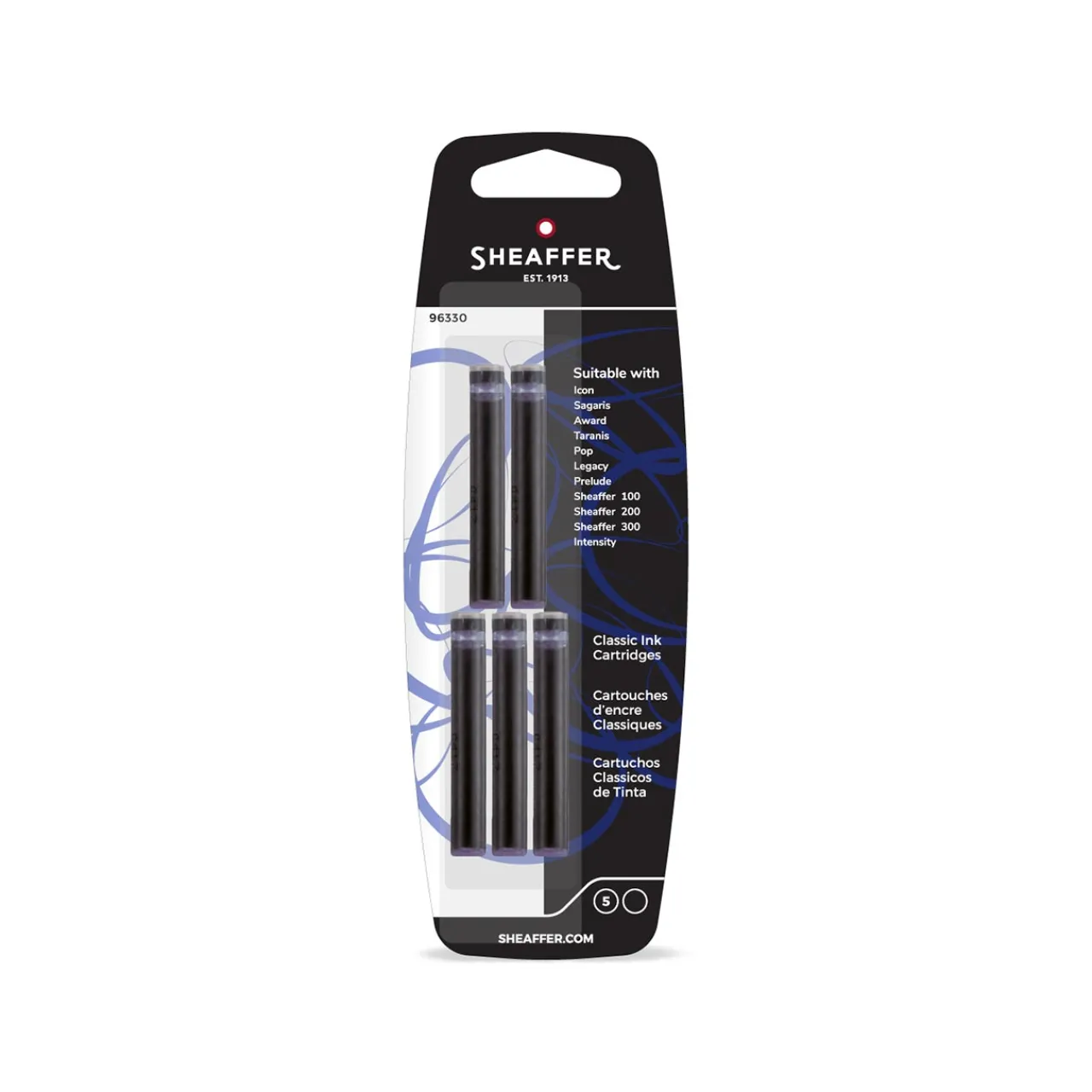 Levenger Sheaffer Fountain Pen Ink Cartridges (set of 5) Black
