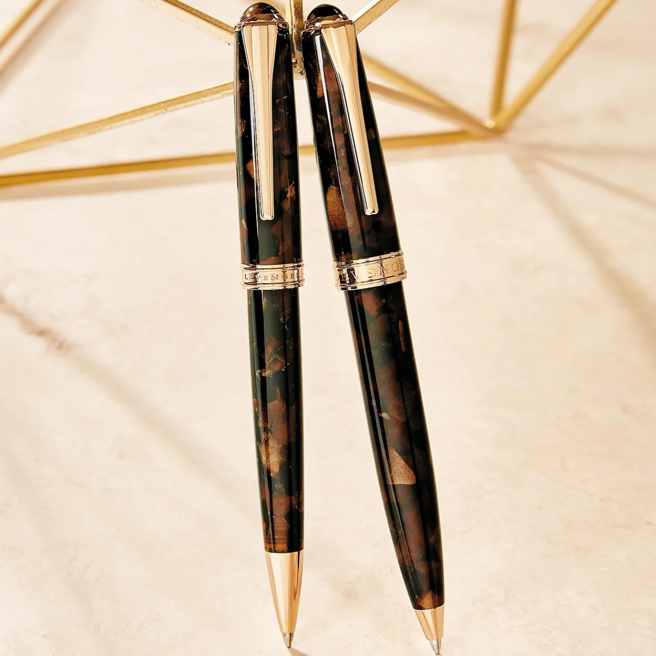 Levenger True Writer Slim Golden Dark Tortoise Pen Best