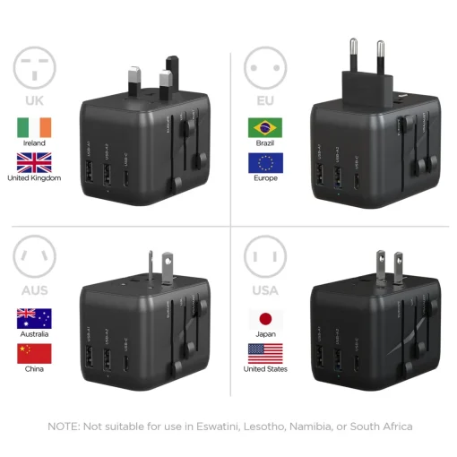 Levenger Universal Traveler Adapter with USB C Black Discount