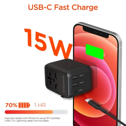 Levenger Universal Traveler Adapter with USB C Black Discount